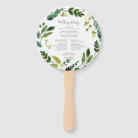 Alabaster Floral Wreath Wedding Program Fächer (Rückseite)