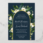 Alabaster | Hochzeit von Grün und Weiß Folieneinladung (Vorderseite)