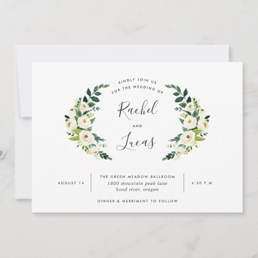 Alabaster Laurel Wedding Einladung (Vorderseite)