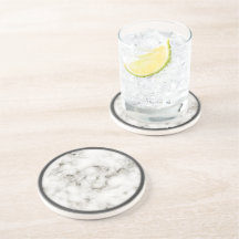 Alabaster Obsidian Pewter Rim Marmor-Untersetzer