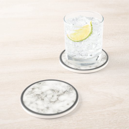 Alabaster Obsidian Pewter Rim Marmor-Untersetzer Sandstein Untersetzer (Seite)