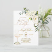 Alabaster-Rose für Aquarellfarben Brunch Bubbly Einladung (Stehend Vorderseite)