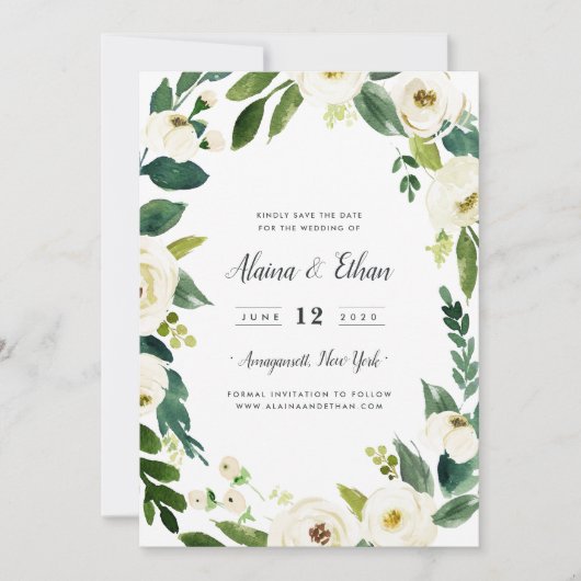 Alabaster Save the Date Card (Vorderseite)