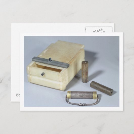 Alabaster- und Bronze- und Silberzylinder, Siegel Postkarte (Vorne/Hinten)