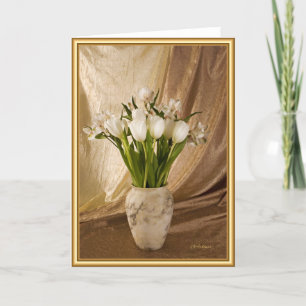 Alabaster Vase mit Tulpen Karte