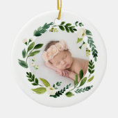 Alabaster Wreath Baby Foto Weihnachten Keramikornament (Vorne)