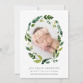 Alabaster Wreath Birth Ankündigung (Vorderseite)