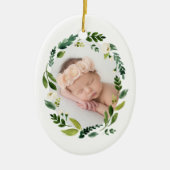 Alabaster Wreath First Christmas Foto Keramikornament (Vorne)