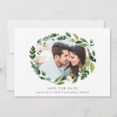 Alabaster Wreath Foto Save the Date-Karte Date (Vorderseite)