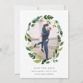 Alabaster Wreath Foto Save the Date-Karte Date (Vorderseite)
