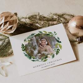 Alabaster Wreath Holiday Foto Card Feiertagskarte