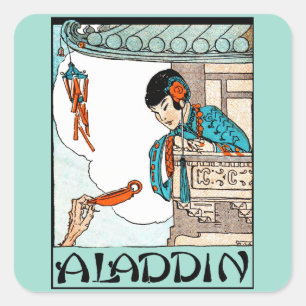 Aladdin Chinese Vintag Magic Lantern Quadratischer Aufkleber