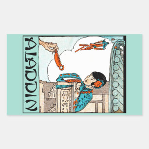 Aladdin chinesische Vintage-Laterne  Rechteckiger Aufkleber