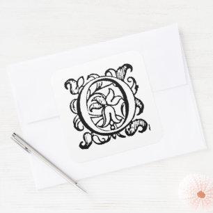 Aladdin O'Brien Monogramm Buchstabe O auf Weiß Quadratischer Aufkleber