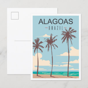 Alagoas Brazil Art Vintage Travel Illustration Postkarte