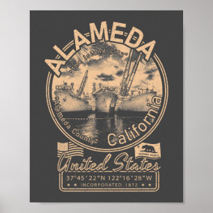 ALAMEDA KALIFORNIEN - VINTAGER MILITÄRISCHER KREUZ POSTER