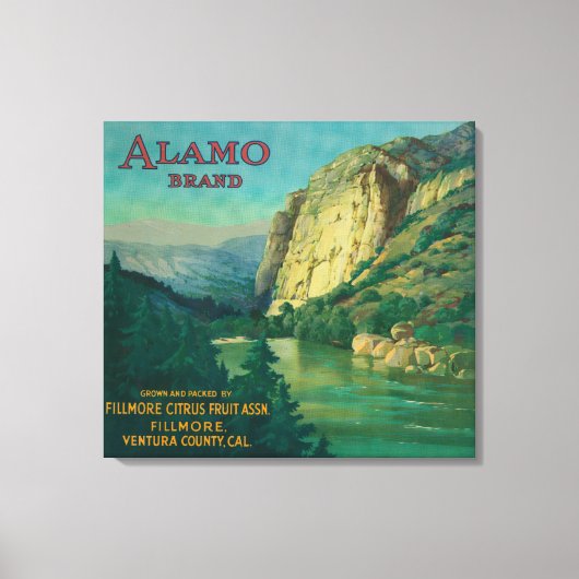 Alamo Orange LabelFillmore, CA Leinwanddruck (Vorderseite)