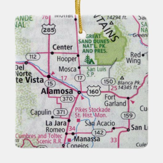 Alamosa CO Map Keramikornament (Vorderseite)