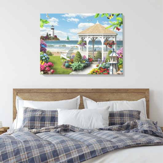 Alan Giana "Gazebo by Sea" Canvas Print Leinwanddruck (Insitu (Schlafzimmer))