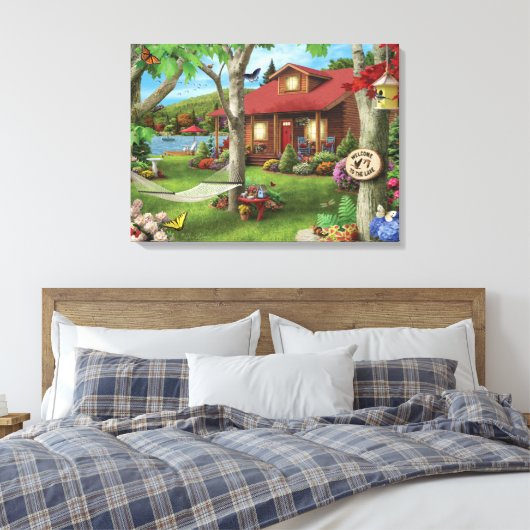 Alan Giana "Willkommen am See" Canvas Print Leinwanddruck (Insitu (Schlafzimmer))