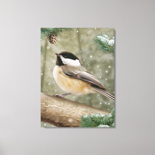 Alan Giana "Winter Chickadee" Canvas Print Leinwanddruck (Vorderseite)