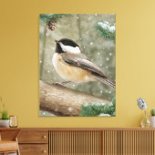 Alan Giana "Winter Chickadee" Canvas Print Leinwanddruck (Insitu (Wohnzimmer))