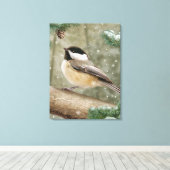 Alan Giana "Winter Chickadee" Canvas Print Leinwanddruck (Insitu (Holzboden))