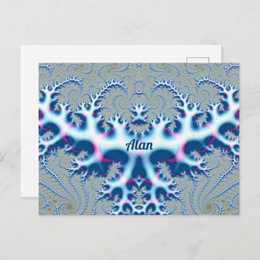 ALAN ~ Icy White and Blue 3D Fraktal Design ~ Postkarte (Vorne/Hinten)