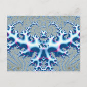 ALAN ~ Icy White and Blue 3D Fraktal Design ~ Postkarte (Vorderseite)