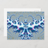 ALAN ~ Icy White and Blue 3D Fraktal Design ~ Postkarte (Vorne/Hinten)