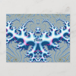 ALAN ~ Icy White and Blue 3D Fraktal Design ~ Postkarte
