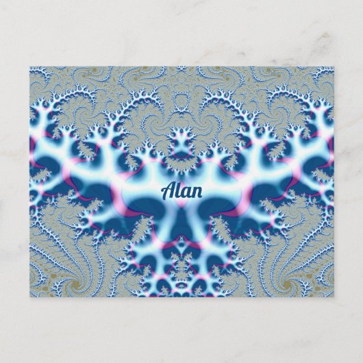 ALAN ~ Icy White and Blue 3D Fraktal Design ~ Postkarte (Vorderseite)
