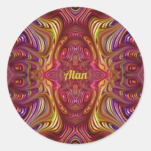 ALAN ~ mehrfarbiges Fraktal Design ~ Runder Aufkleber (Vorderseite)