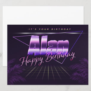 Alan Name Vorname lila retro Karte Geburtstag