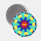 ALAN ~ Starrgrün Gelb ~ Atemberaubendes Design Magnet (Vorderseite/Rückseite)