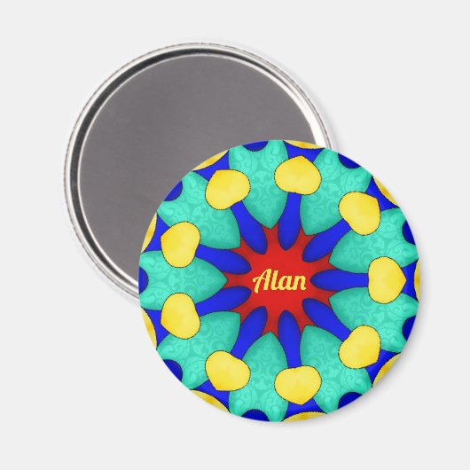 ALAN ~ Starrgrün Gelb ~ Atemberaubendes Design Magnet (Vorderseite/Rückseite)