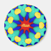 ALAN ~ Starrgrün Gelb ~ Atemberaubendes Design Magnet (Vorne)