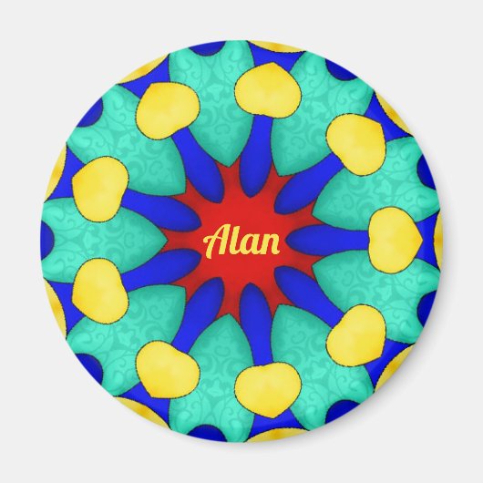 ALAN ~ Starrgrün Gelb ~ Atemberaubendes Design Magnet (Vorne)