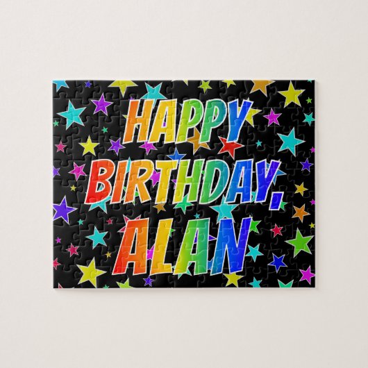 "ALAN" Vorname, Spaß "GLÜCKLICHER BIRTHTAG" Puzzle (Horizontal)