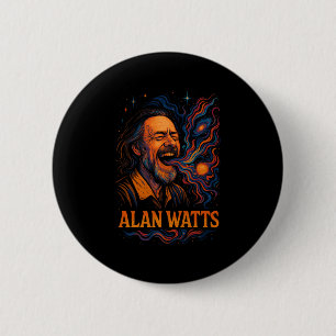Alan Watts Laugh Galaxy Universe Psychedelic Art P Button