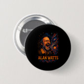Alan Watts Laugh Galaxy Universe Psychedelic Art P Button (Vorne & Hinten)