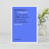 Alan Watts Meditation Zitat Einladung (Stehend Vorderseite)