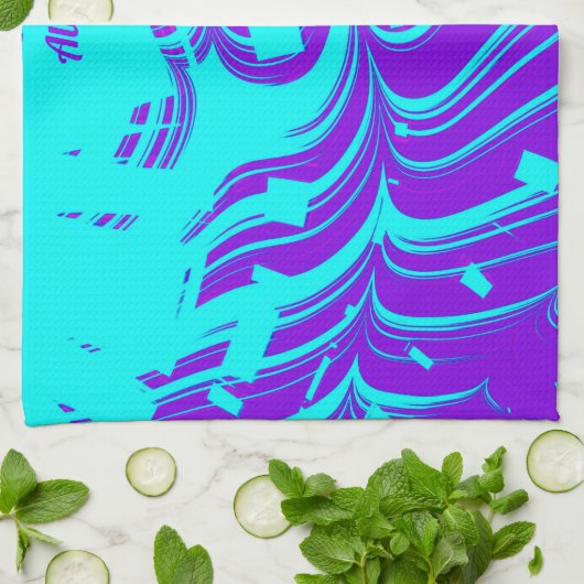 ALANA ~ FLUORO SHADES ~ 3D ~ Lila Aqua ~ Geschirrtuch (Gefaltet)