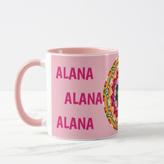 ALANA ~ Personalisierte Gem Stones Fraktal ~ Tasse (Links)