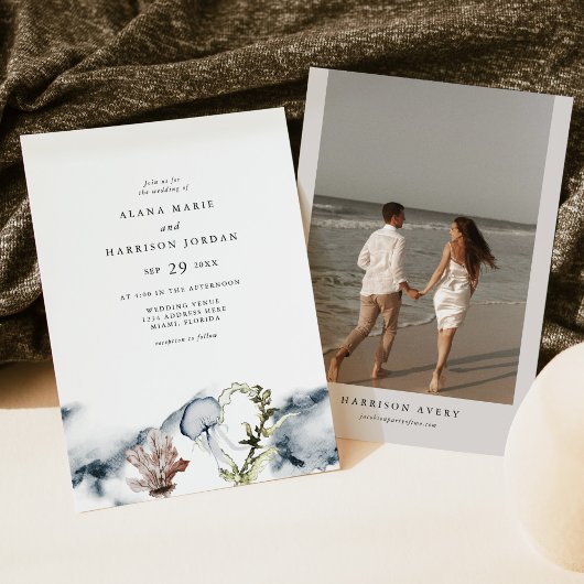 ALANA Tropical Ocean Coral Jelly Fish Beach Foto Einladung