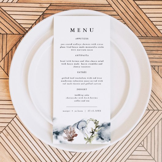 ALANA Tropical Ocean Coral Jelly Fish Beach Menü Menükarte