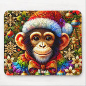 ALANA ~ Zany CHIMPANZEE Weihnachten Mousepad (Vorne)