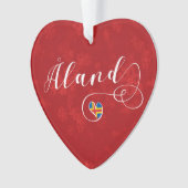 Åland Heart Flag, Aland Islands, Finnland Ornament (Vorderseite)