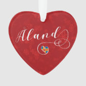Åland Heart Flag, Aland Islands, Finnland Ornament (Vorderseite)