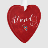 Åland Heart Flag, Aland Islands, Finnland Ornament (Vorderseite)
